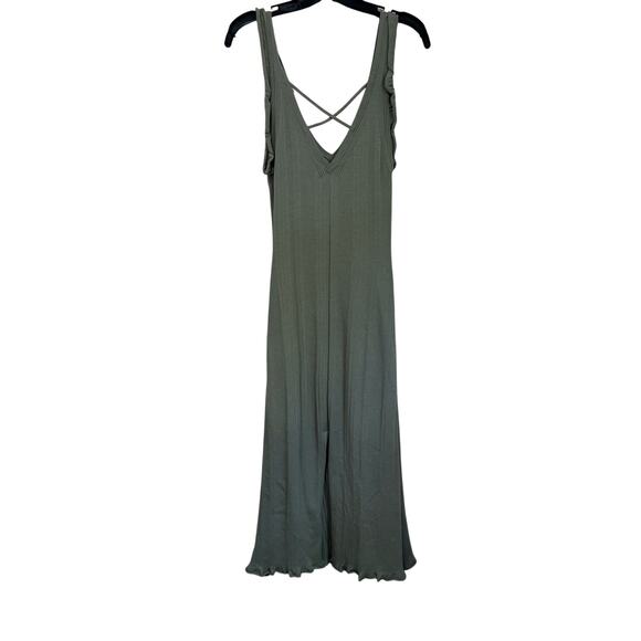 Daily Practice Anthropologie Ribbed Midi Dress Size S Sage Green Minimal Chic - Picture 3 of 12